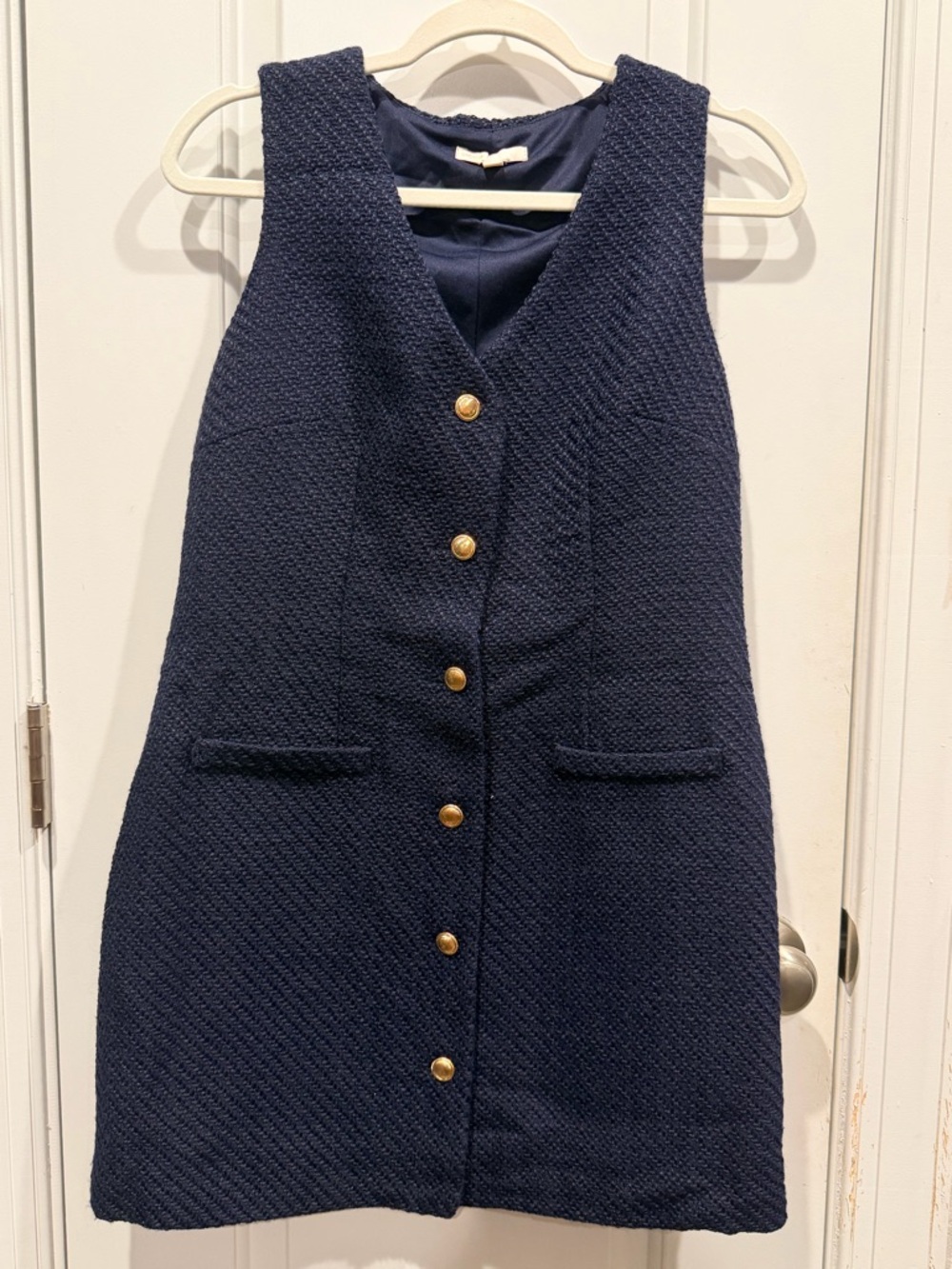 BeBop Navy Dress with Gold-Tone Buttons